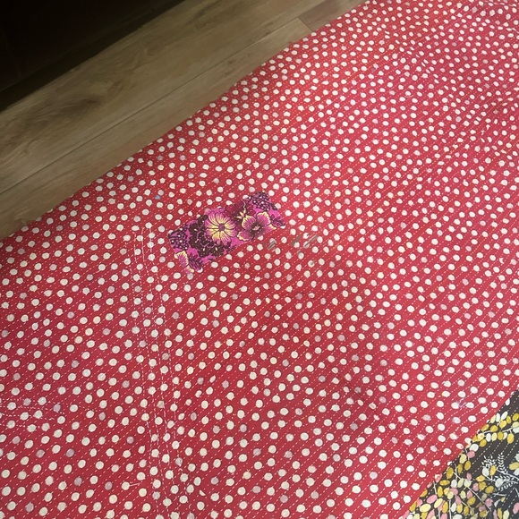 Vintage KANTHA Floral Patchwork crazy Quilt - REVERSIBLE LARGE XL - Picture 4 of 10